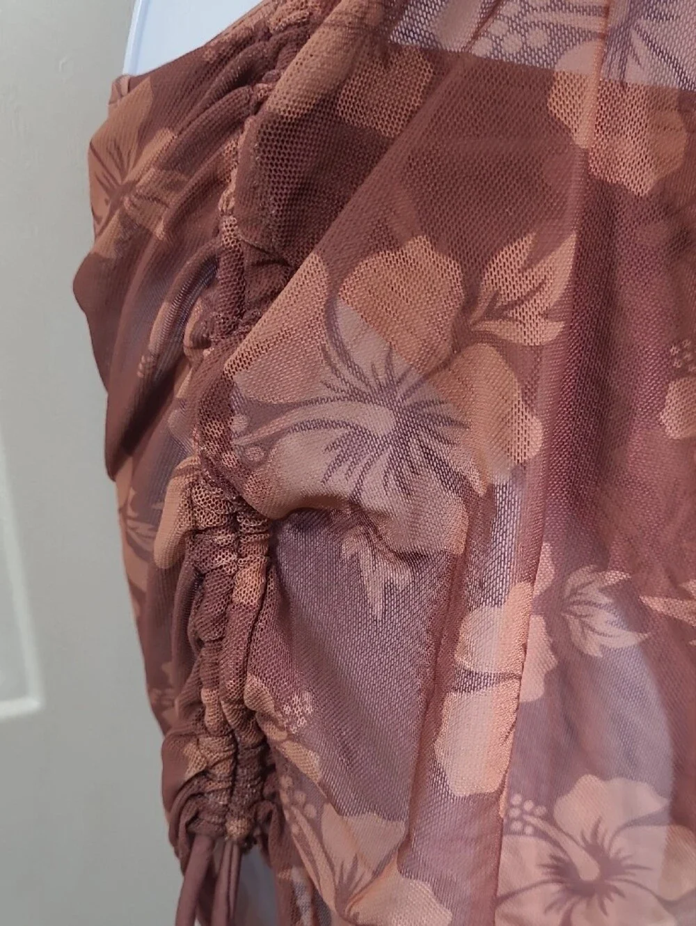Floral Brown One-Piece Swimsuit - Halter Style - Picture 6 of 10